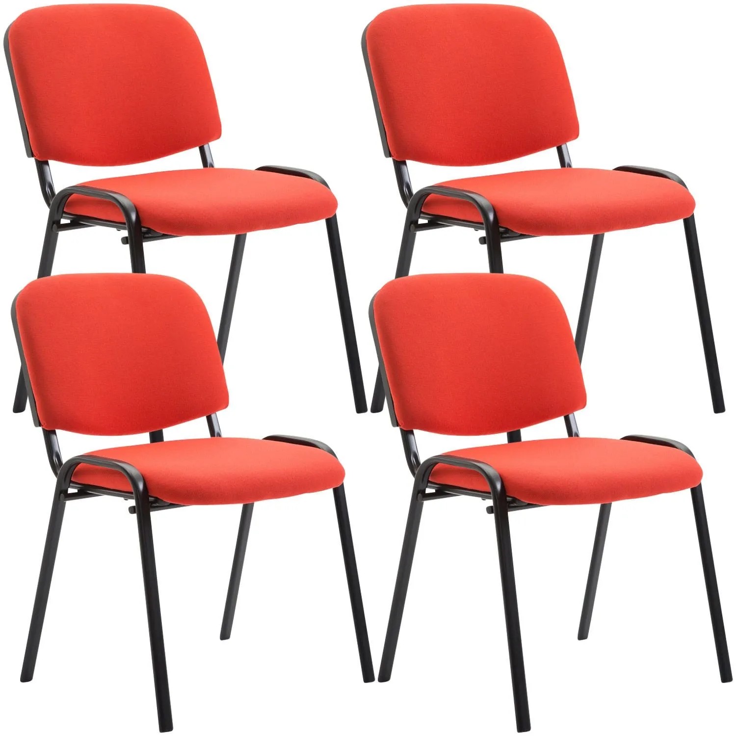 DELUKE 4er Set Besucherstuhl ZAGREB Stoff Rot 53x53x83cm Konferenzstuhl Wartezimmerstuhl Bürostuhl