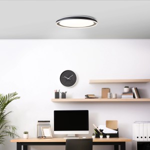 Schwarze LED-Deckenleuchte Pederson, 55 cm Durchmesser, für Innenräume.