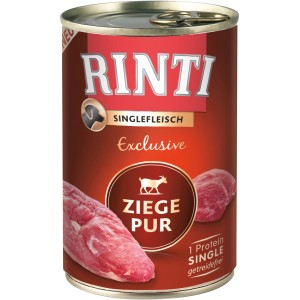 Rinti Singlefleisch Exclusive Ziege, 400g Dose Hunde-Nassfutter. Alleinfutter für sensible Hunde.