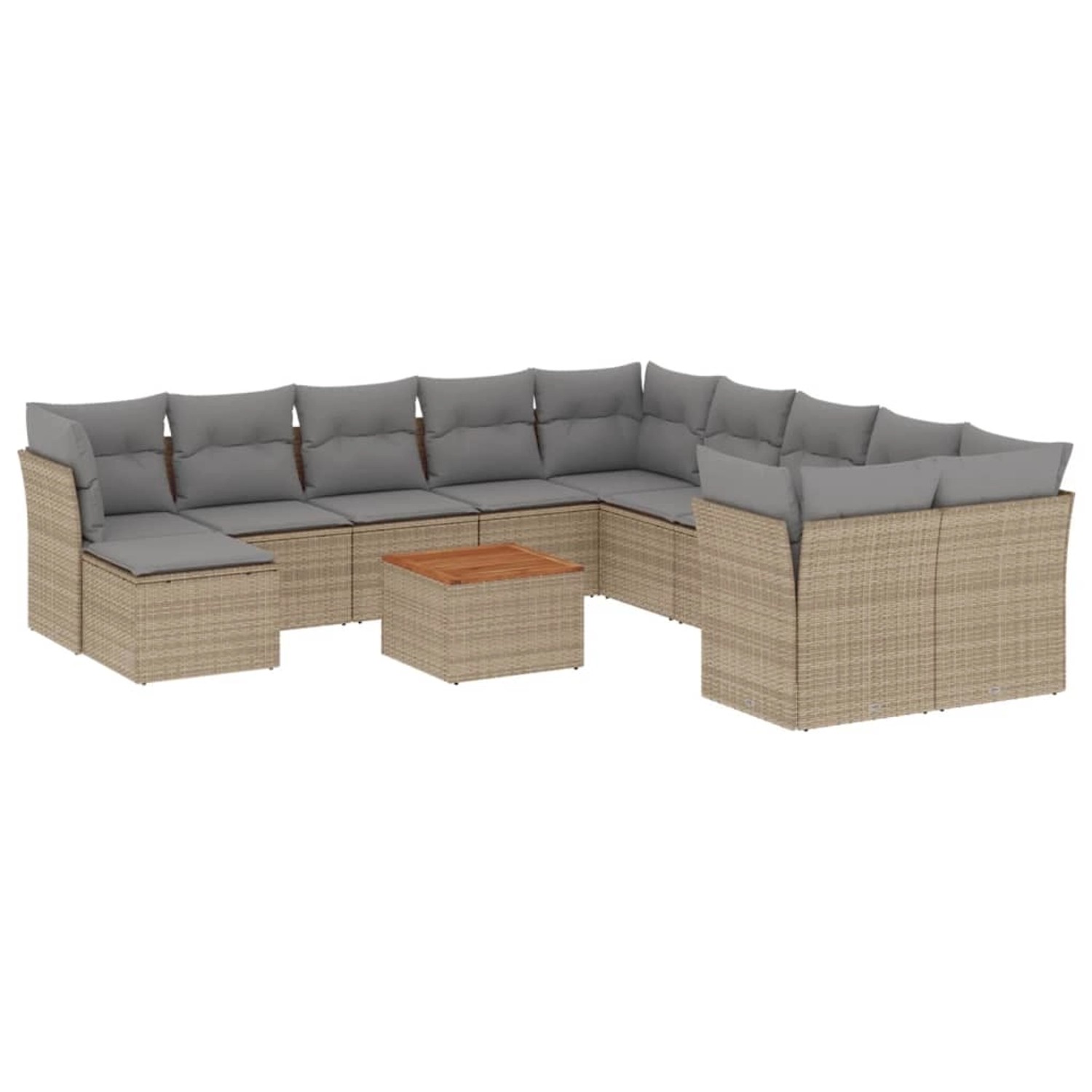vidaXL 12-Tlg Garten-Sofagarnitur mit Kissen Beige Poly Rattan 3256311