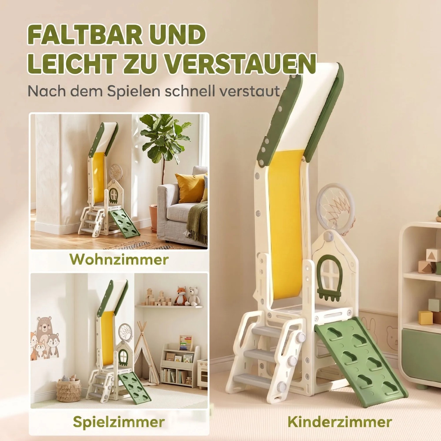 AIYAPLAY Kids Slide HDPE 191L x 100B x 84H cm Cremeweiß_5