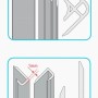 Diagramm von Aluminium Eck- und U-Profilen (210cm) für Duschrückwand Montagezubehör, zeigt 5mm Eck- und 1mm U-Profil.