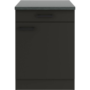 OPTIFIT Madrid420 Küchenunterschrank, 60 cm, Anthrazit Matt mit Schublade und Tür.