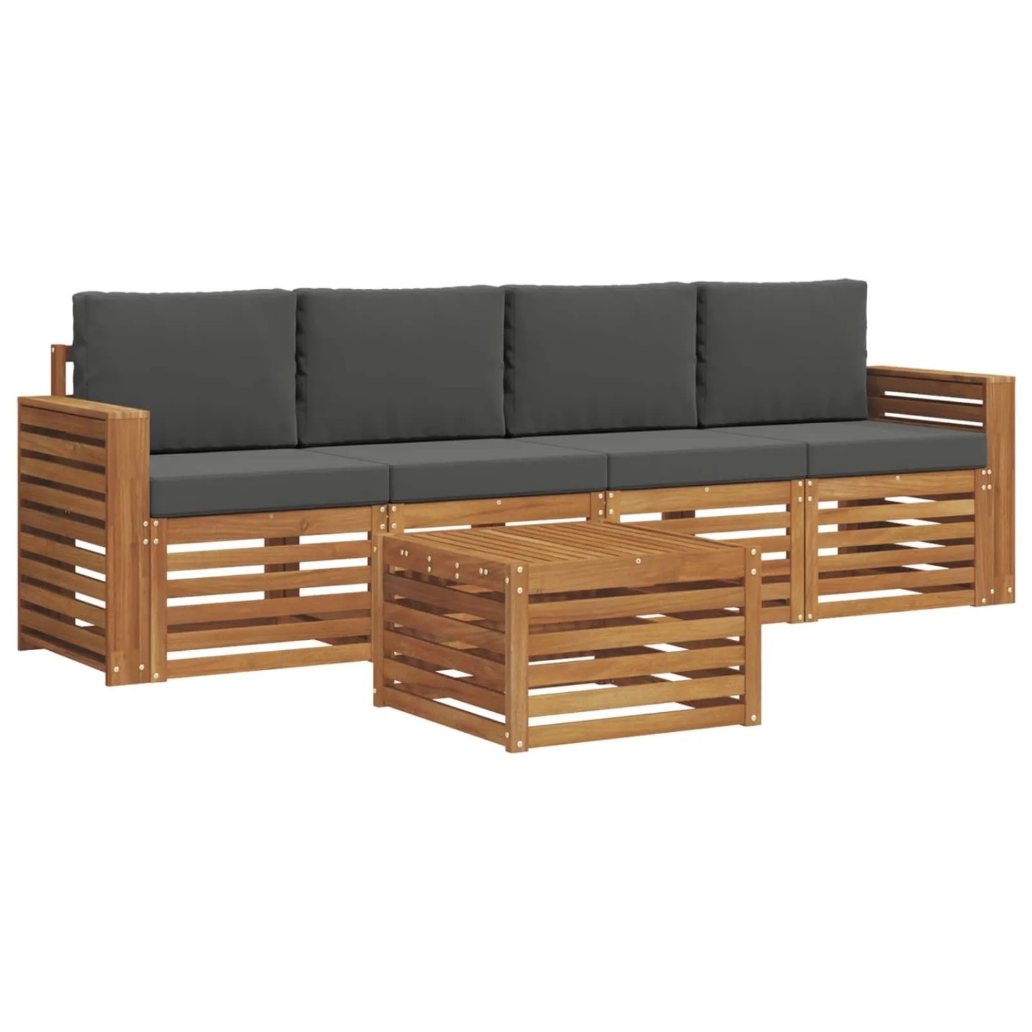 vidaXL Sofagarnituren 5-Tlg Natur und Anthrazit Massivholz Akazie 3374337