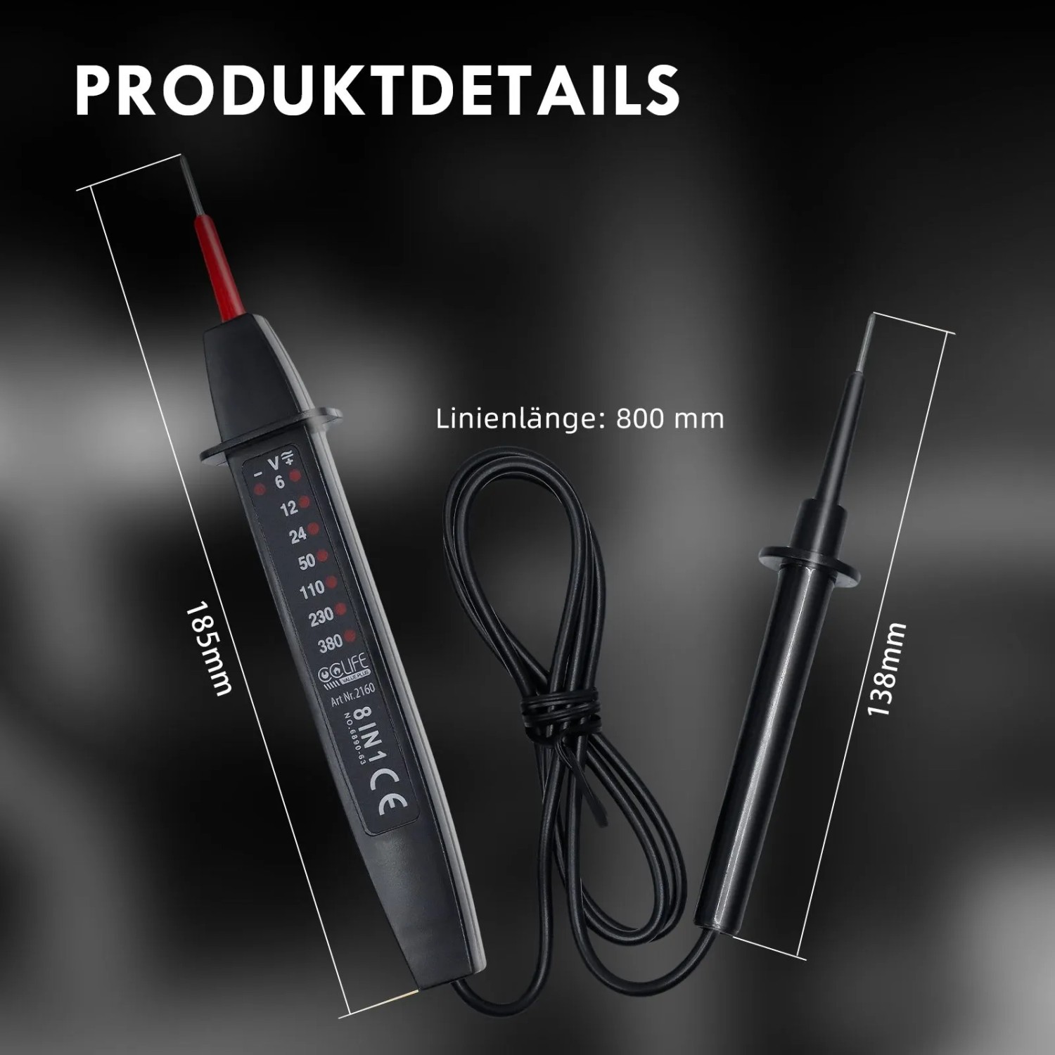 CCLIFE 2poliger Spannungsprüfer 6-380V AC DC LED Anzeige Robuster Phasenprüfer_8