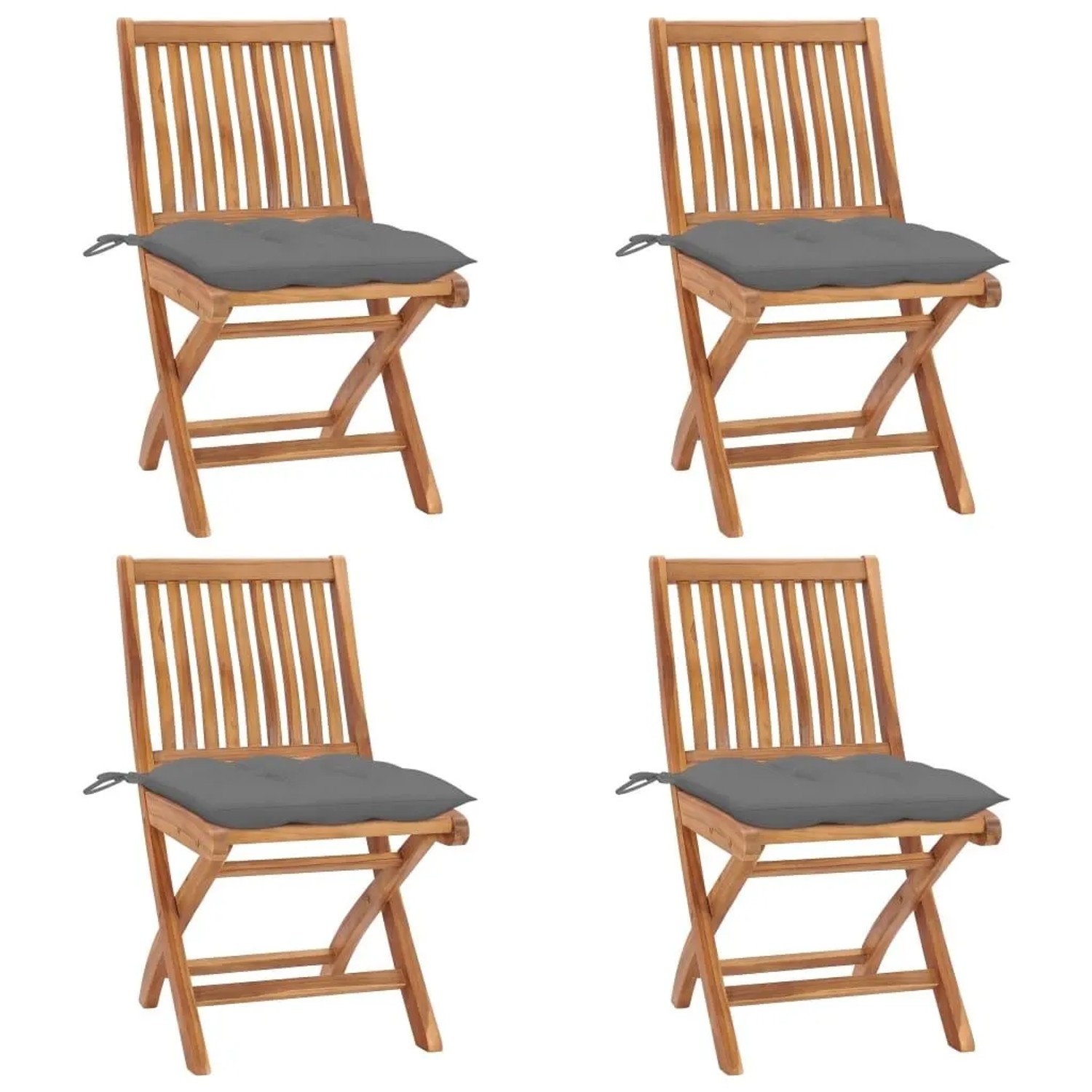 vidaXL Klappbare Gartenstühle mit Kissen 4 Stk Massivholz Teak 3072823 günstig online kaufen