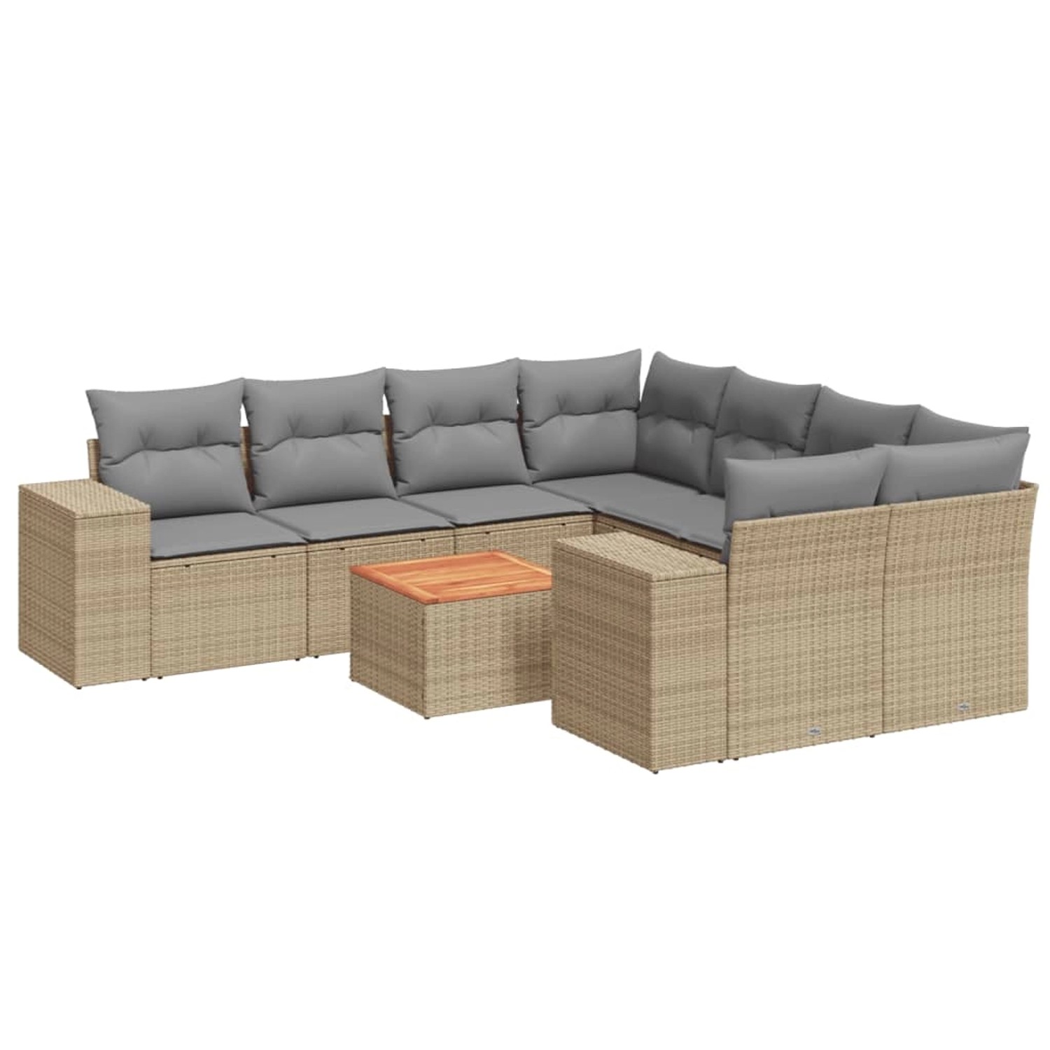 vidaXL 9-Tlg Garten-Sofagarnitur mit Kissen Beige Poly Rattan 3257704 günstig online kaufen