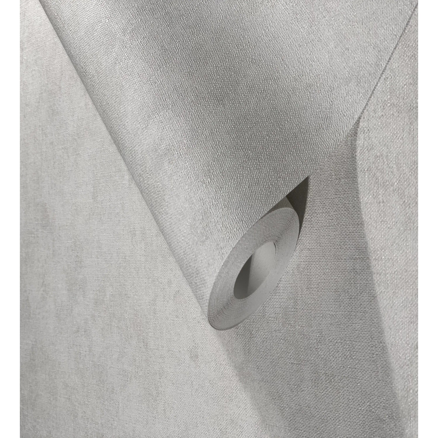 Beige Vliestapete Uni von Marburg Shades, Rolle angeschnitten, textile Optik.