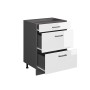 Vicco Küchenunterschrank R-Line, 60 cm, Weiß Hochglanz/Anthrazit mit Schubladen und AP Eiche Dekor.