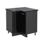 Vicco Eckunterschrank R-Line, schwarz hochglanz/anthrazit, 76 cm, mit Arbeitsplatte.