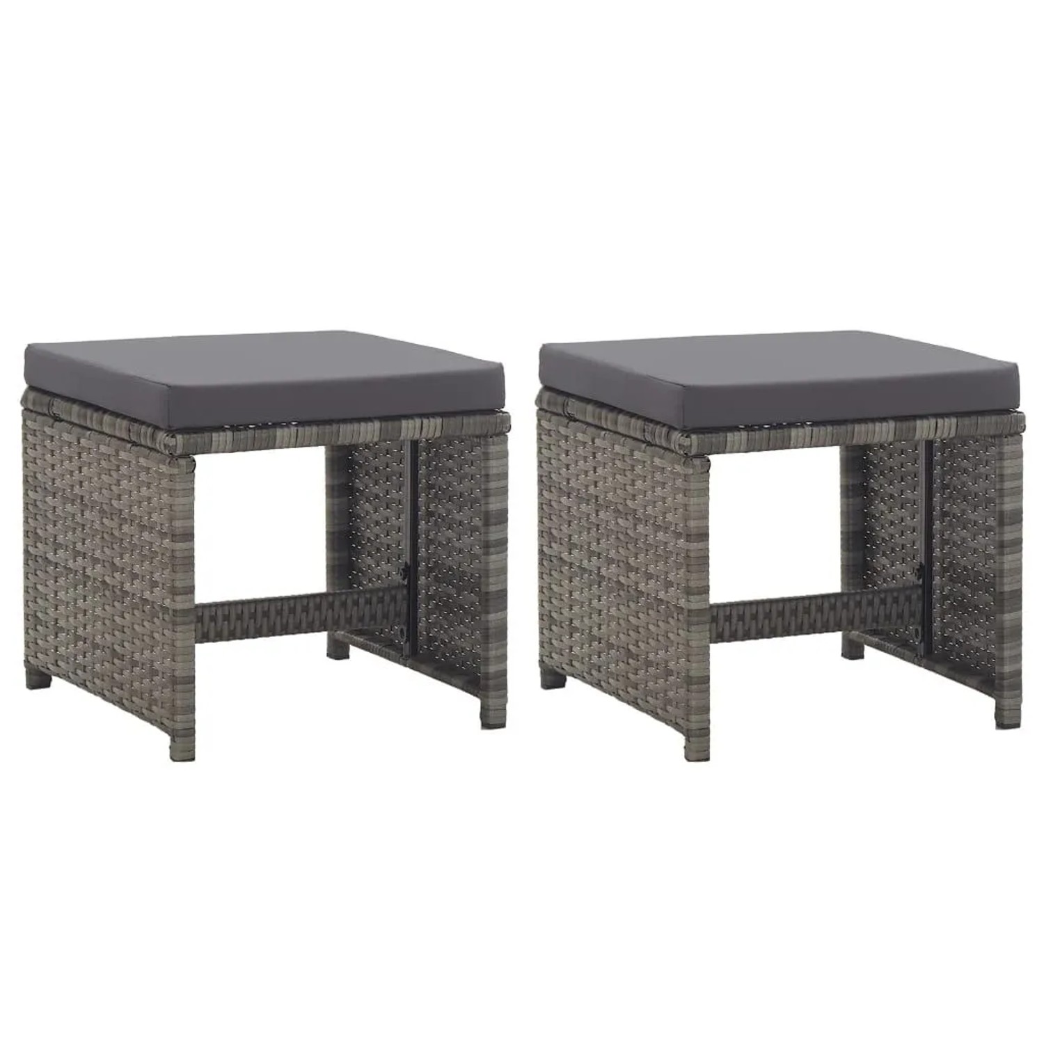 vidaXL Gartenhocker 2 Stk mit Sitzkissen Poly Rattan Anthrazit 46419