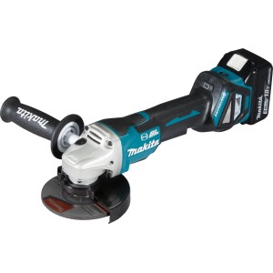Makita Akku-Winkelschleifer DGA517RTJ 18V mit Akku, Ladegerät und Zubehör.