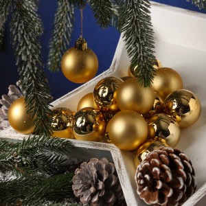 Goldene Christbaumkugeln (4cm, 16 Stk.) aus Kunststoff, glänzend & matt, als Weihnachtsbaumschmuck & Deko.