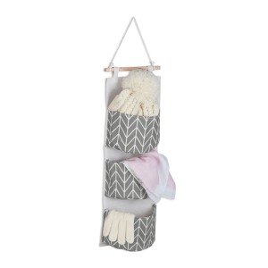 Relaxdays Hängeorganizer Baumwolle Grau mit 3 Fächern 74 cm x 20 cm x 8 cm 100 g