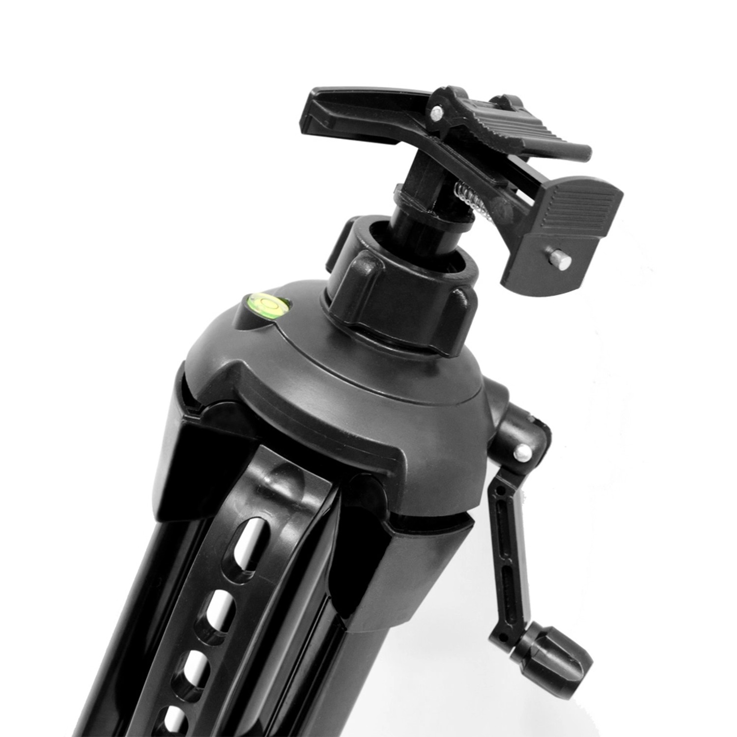 Detailaufnahme einer schwarzen, dreibeinigen Aluminium Staffelei von eyepower, geeignet für Keilrahmen bis 74cm.