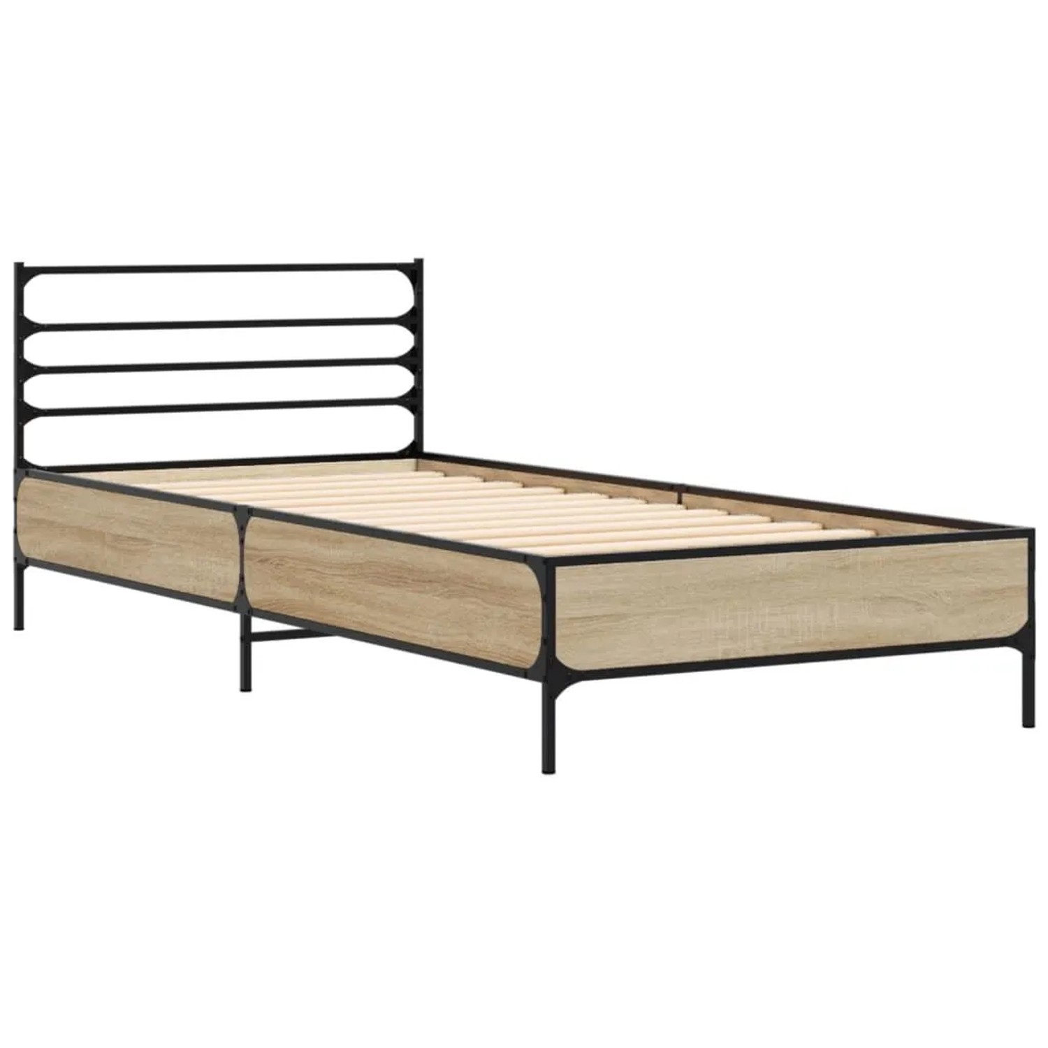 vidaXL Bettgestell Sonoma-Eiche 90x200 cm Holzwerkstoff und Metall 845583 günstig online kaufen