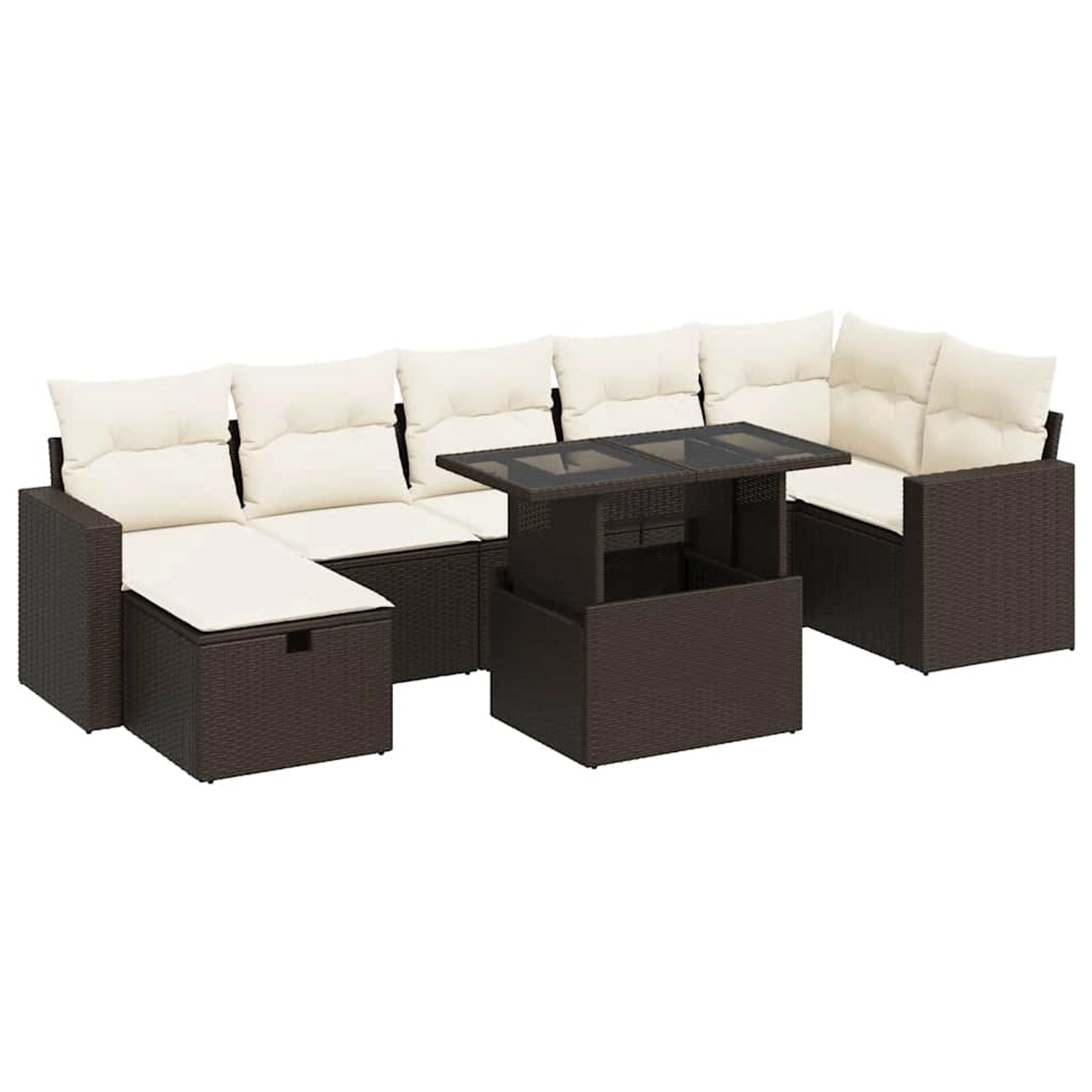 vidaXL 8-Tlg Garten-Sofagarnitur mit Kissen Braun Poly Rattan 3327833 günstig online kaufen