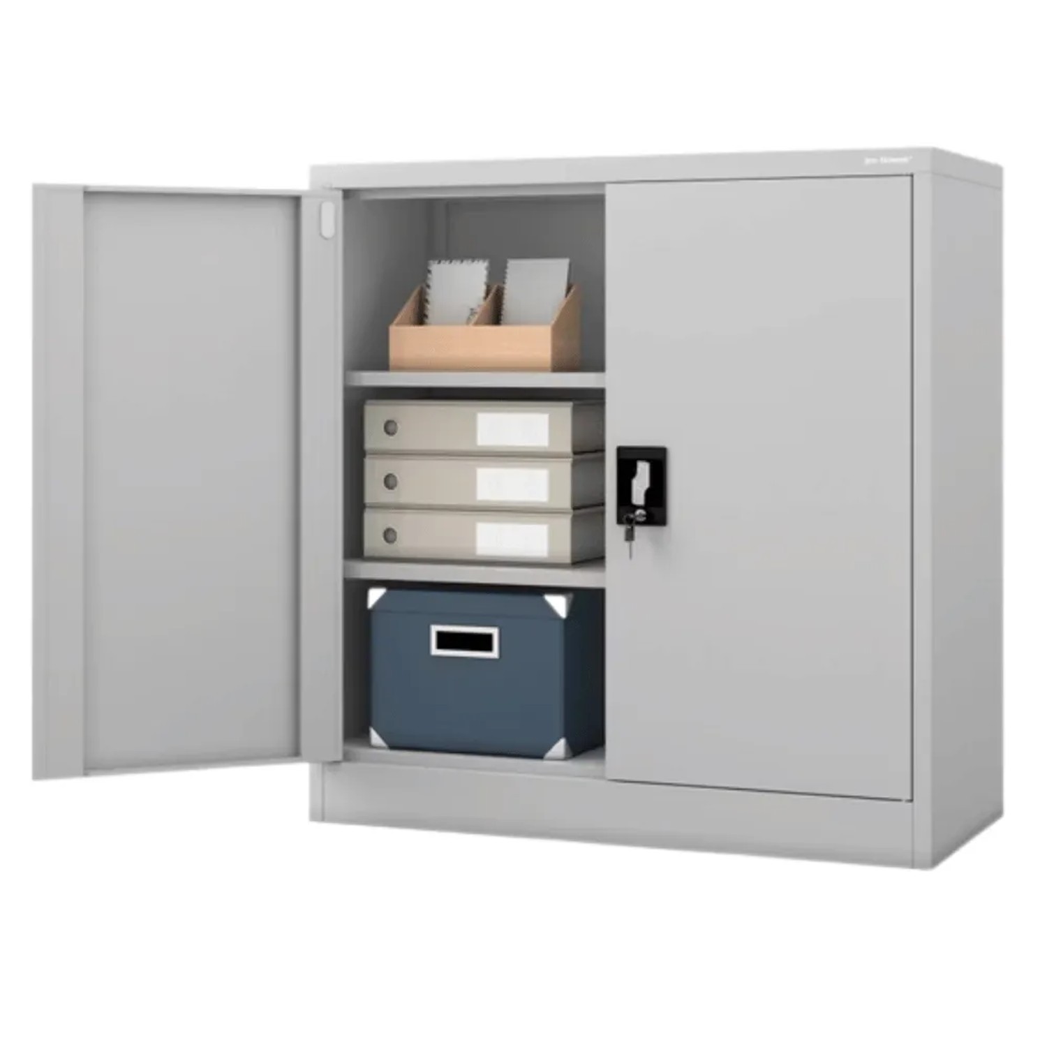 JAN NOWAK Aktenschrank Abschließbar BEATA mit Flügeltüren 93 x 90 x 40 cm Grau