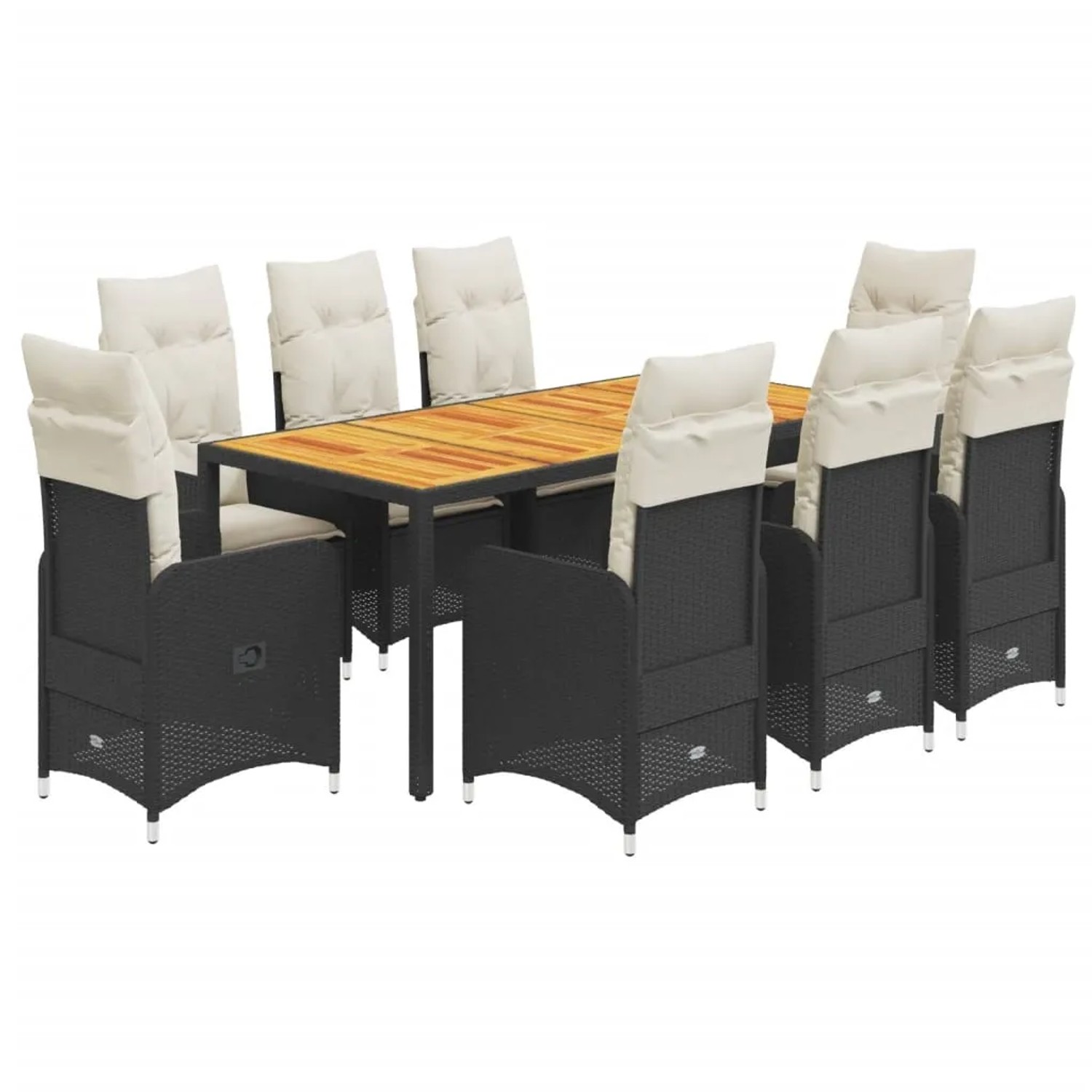 vidaXL 9-tlg Garten-Bistro-Set mit Kissen Schwarz Poly Rattan Modell 2 günstig online kaufen
