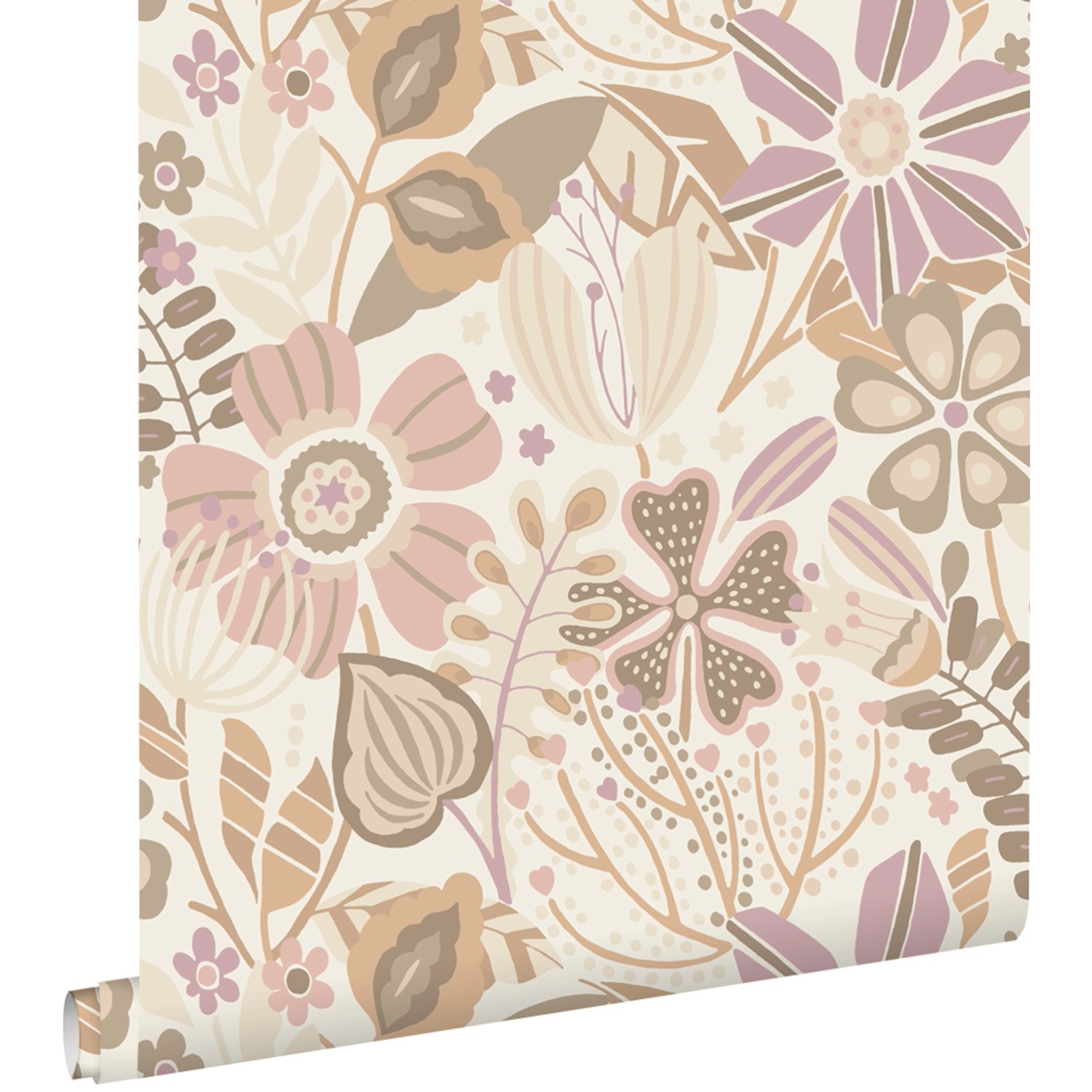 ESTAhome Tapete Blumenmuster Beige und Violett 53 cm x 10.05 m günstig online kaufen