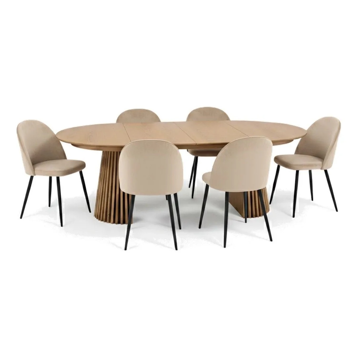 ebuy24 Tokyo Essgruppe Esstisch Natur 6 Stühle Aus Beigem Velours