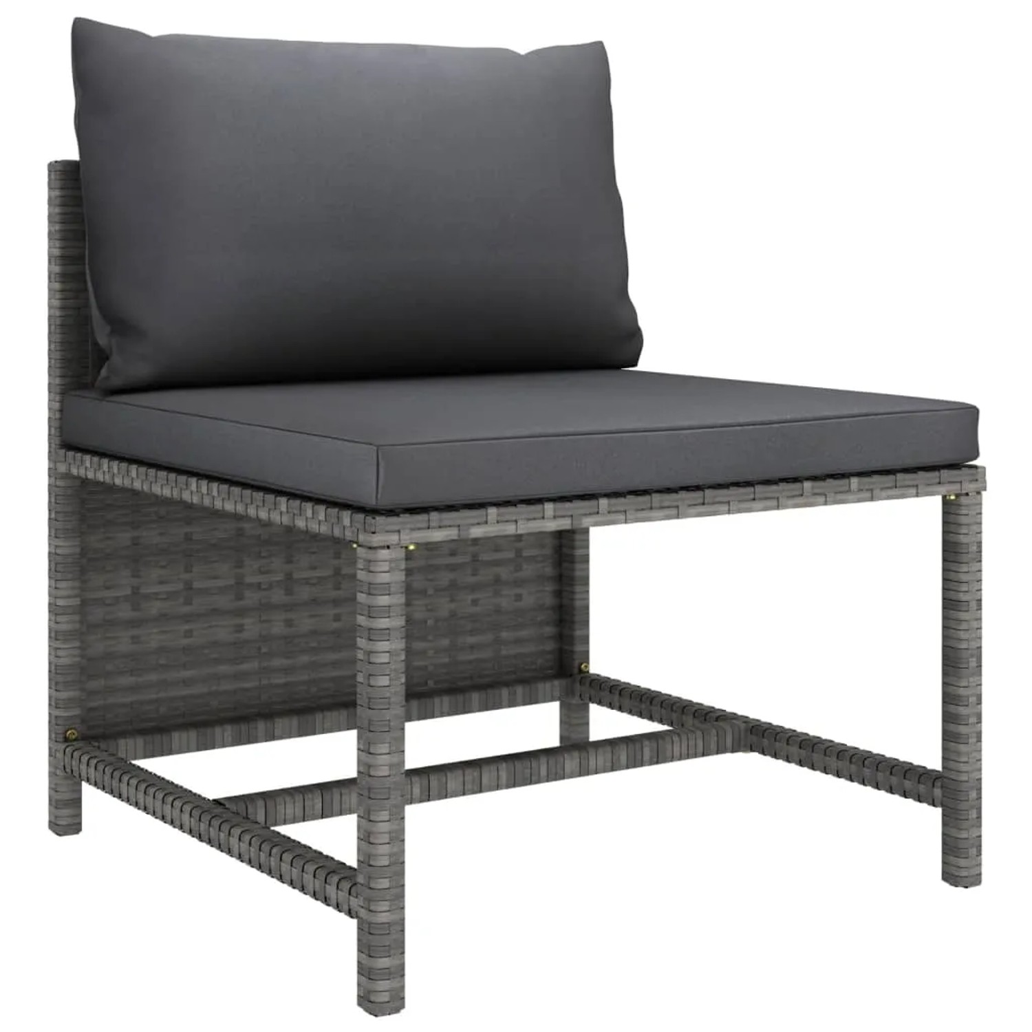 Graues vidaXL Gartenmöbel Lounge-Set mit Kissen, Poly Rattan, 3-teilig, Modell 7.