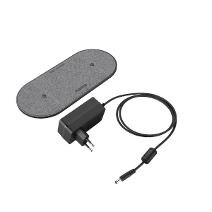 Hama QI-FC10 DUO Wireless Charger mit Netzteil, kabelloses Ladepad für Smartphones, 10W, Schwarz.