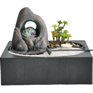 Granimex Raumbrunnen Liu mit Glaskugel, Pumpe und LED-Beleuchtung.