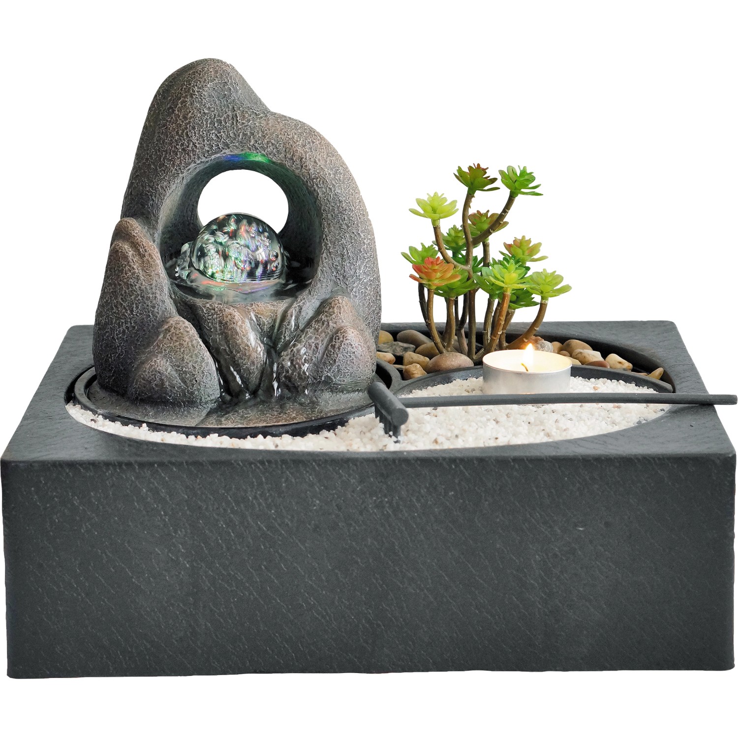 Granimex Raumbrunnen Liu Inkl. Glaskugel, Pumpe und LED-Beleuchtung
