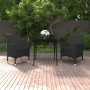Schwarze 3-tlg. Garten Essgruppe aus Rattan mit Glastisch und Auflagen.