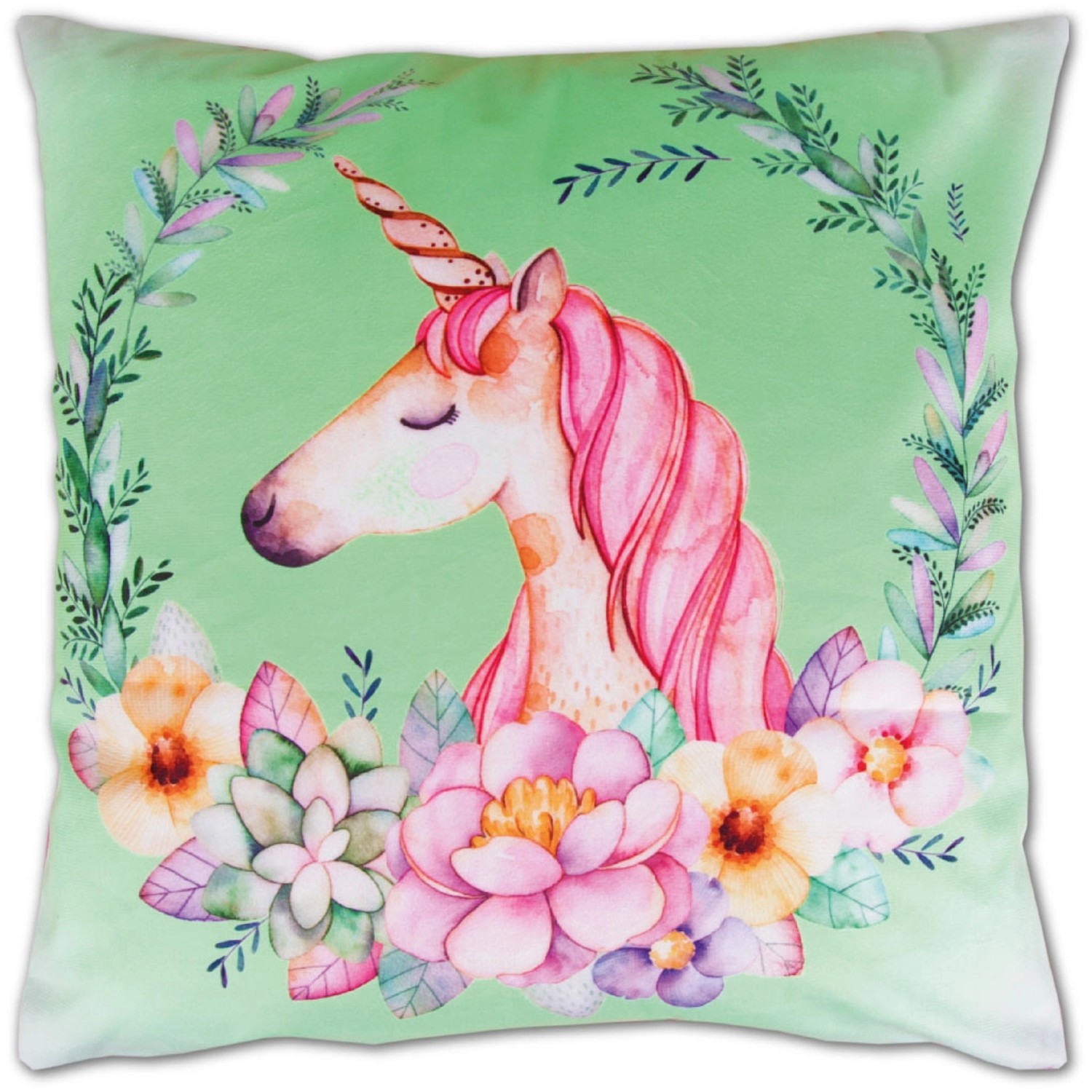 Bestlivings Kissenhülle Fotodruck 40 x 40 cm Einhorn Grün Ohne Füllung günstig online kaufen