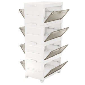 Costway Aufbewahrungsbox 168 L 4er Set mit Zweiweg-Türen Weiß