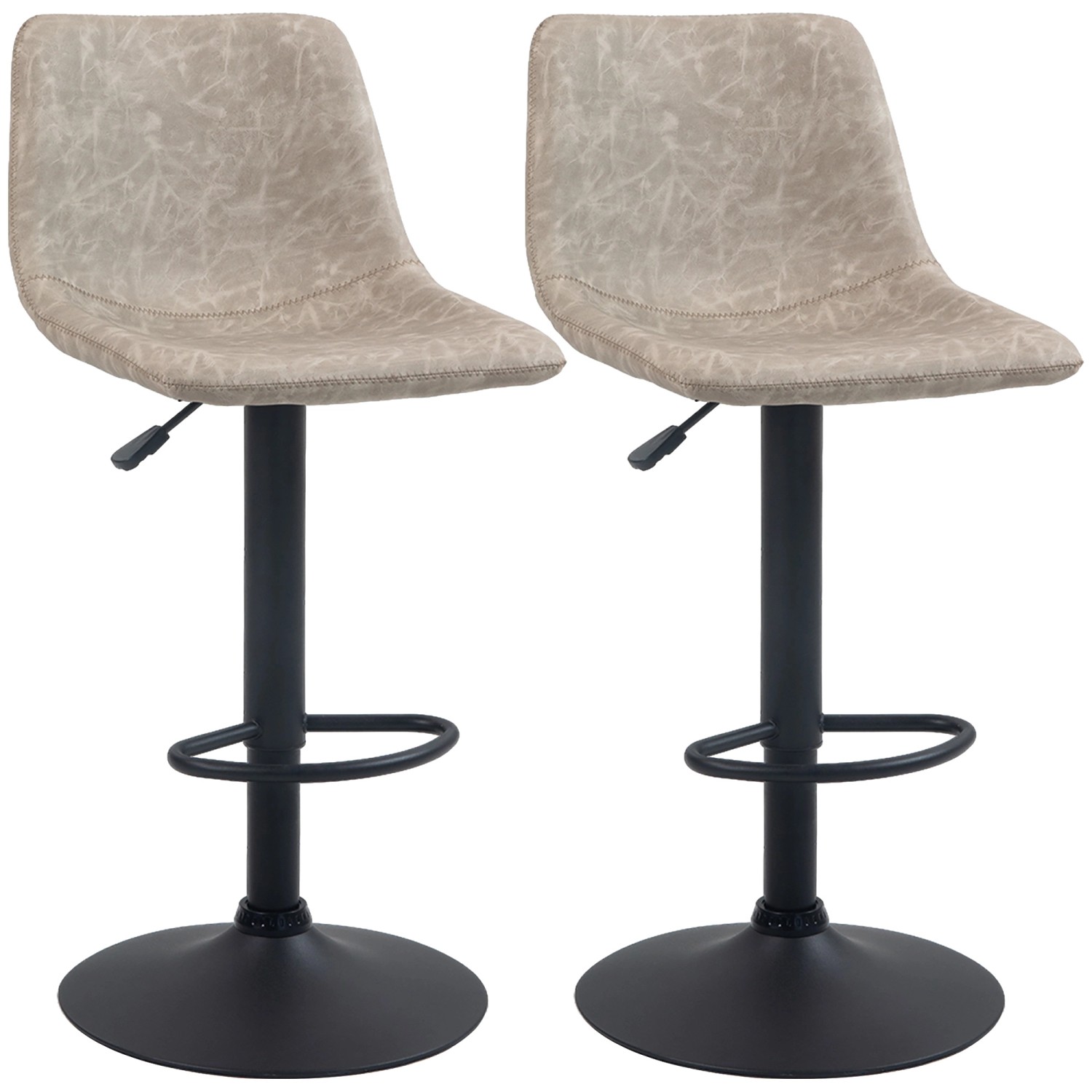 Thumbnail - HOMCOM Barhocker Kunstleder Schaumstoff Beige 42L x 47,5B x 90,5-111,5H cm