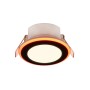 Schwarzer, runder Trio LED Einbaustrahler Argus mit RGBW-Farbwechsler, 8,2 cm Durchmesser.