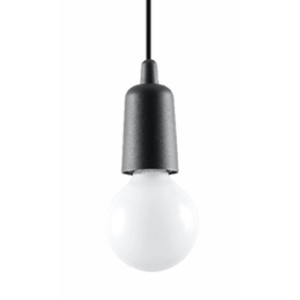 Schwarze Sollux Lighting Hängeleuchte Diego 1 mit weißem Leuchtmittel. Moderne Lampe für Innenräume.