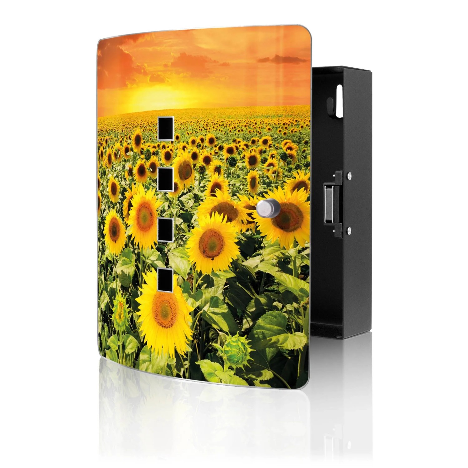 Banjado Design Schlüsselkasten Aus Edelstahl Für 10 Schlüssel 24x21,5x7cm Mit Magnetverschluss Motiv Sonnenblumenmeer