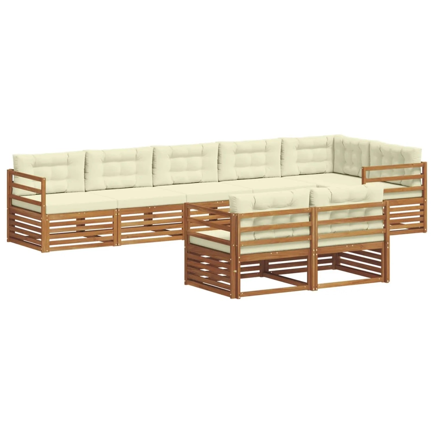 vidaXL Outdoor-Sofagarnitur mit Kissen 8-Tlg Natur und Creme 3373640