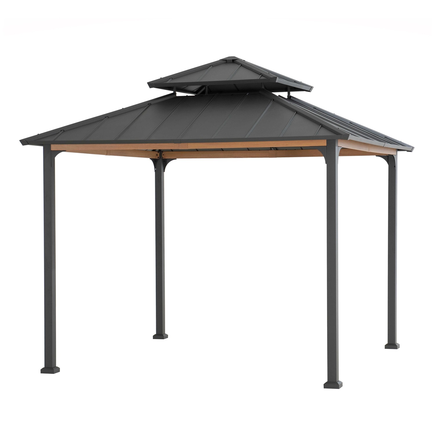 Sunjoy Gazebo Pasu Stahl 300 cm x 300 cm Anthrazit günstig online kaufen