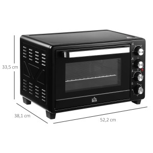 Schwarzer HOMCOM Mini Backofen 32L mit Grillrost und Backblech.