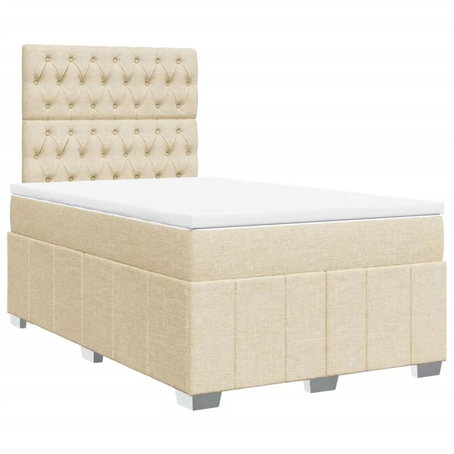vidaXL Boxspringbett mit Matratze Creme 120x200 cm Stoff 3291647