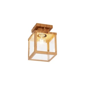 QAZQA Industrielle Deckenleuchte für Außenbereich Holz mit Klarglas Rotterdam