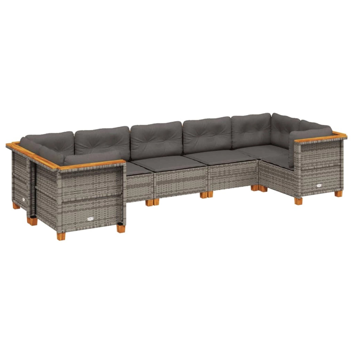 vidaXL 7-Tlg Garten-Sofagarnitur mit Kissen Grau Poly Rattan 3261972 günstig online kaufen
