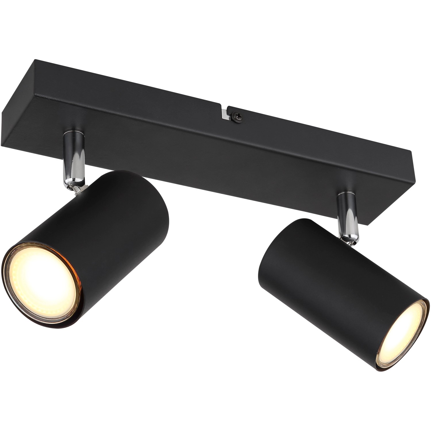 Schwarzer, 2-flammiger Globo Strahler Robby mit GU10 Fassungen. Moderner Spot für Innenräume.