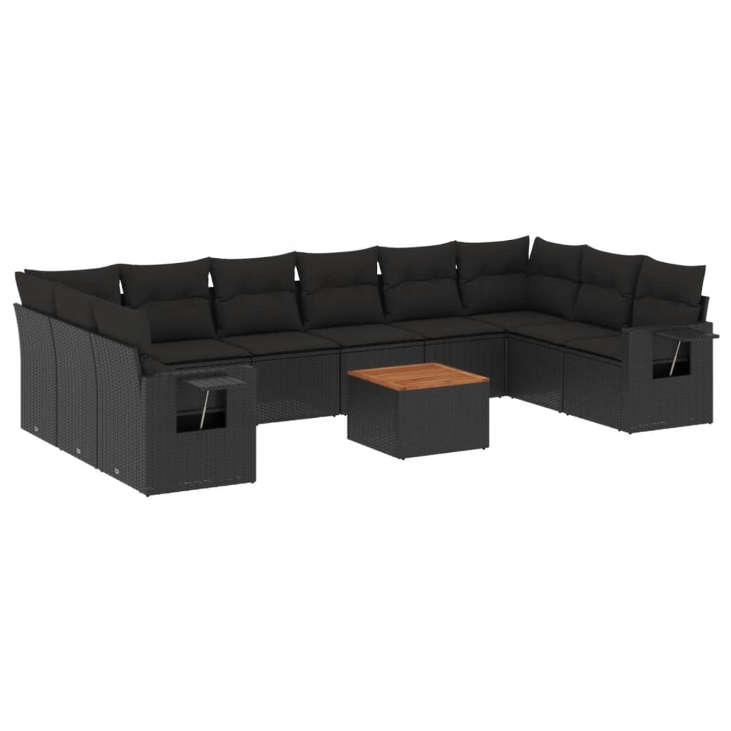 vidaXL 11-Tlg Garten-Sofagarnitur mit Kissen Schwarz Poly Rattan 3257063 günstig online kaufen
