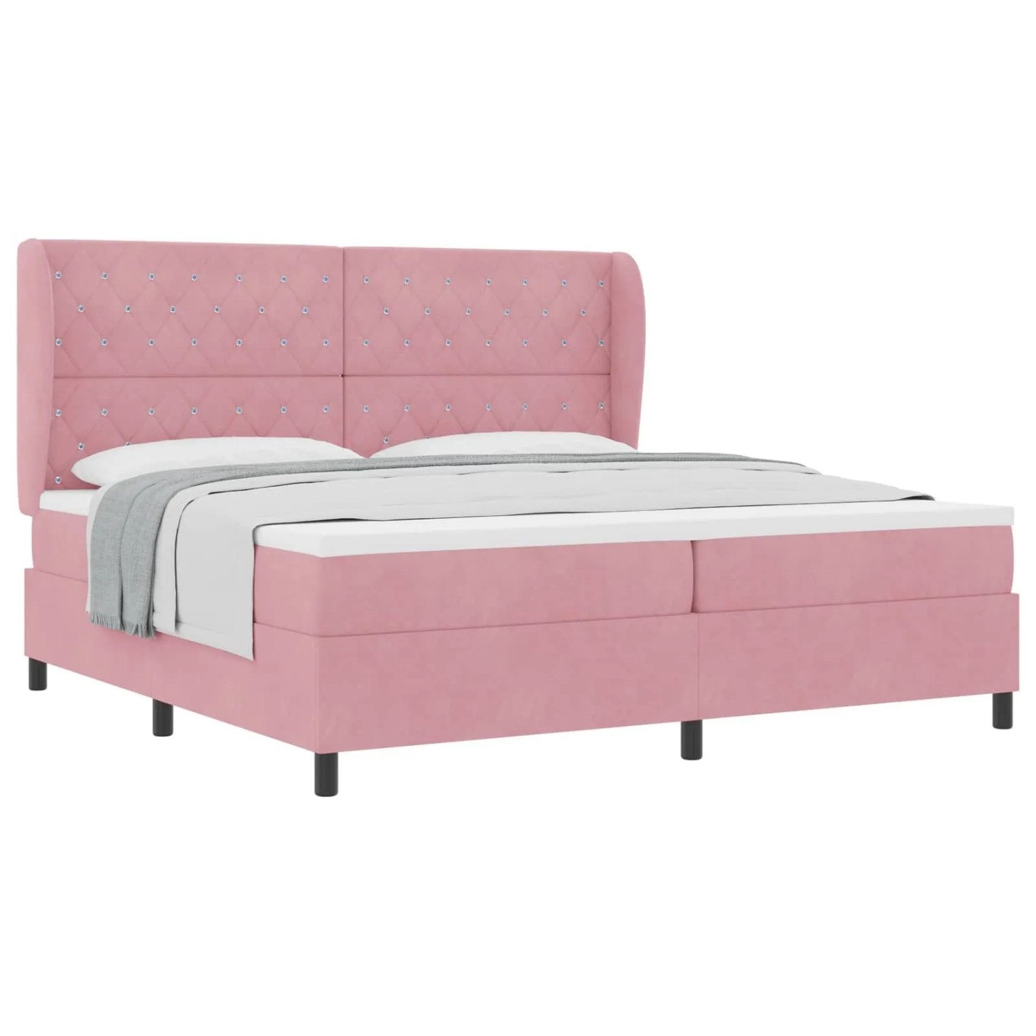 vidaXL Boxspringbett mit Matratze Rosa 200 x 200 cm Polyester 3340897