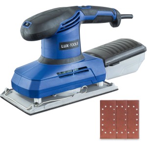 LUX Schwingschleifer SWS-350 zum Schleifen von Holz & Metall mit Staubfangbox und Schleifblättern.