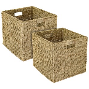 HMF Aufbewahrungskorb Korb Geflochten Seegras Kallax 32 x 34 x 32 cm 2er Set