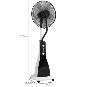 Schwarzer HOMCOM Standventilator aus Metall und ABS mit Wasserkühlung und Timer.