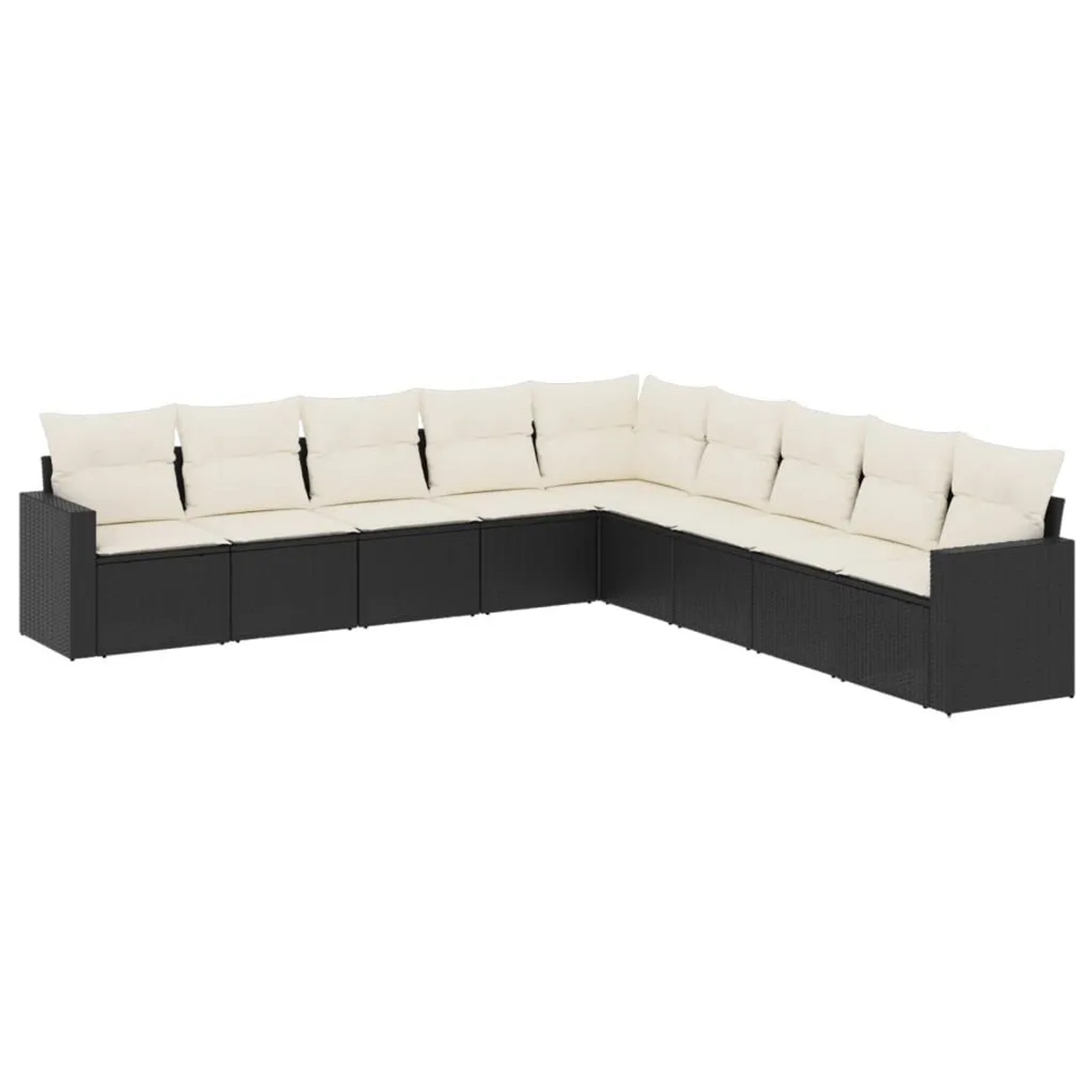 vidaXL 9-Tlg Garten-Sofagarnitur mit Kissen Schwarz Poly Rattan 3251423