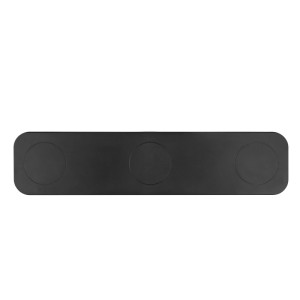 Schwarzes, flaches Wireless Charger Ladepad mit drei Ladezonen für induktives Laden.